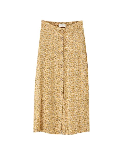 Falda Midi Color Botones
