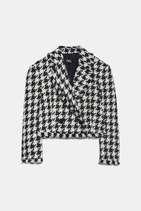 zara cropped tweed blazer