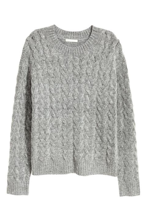 H & M - Pullover In Maglia A Trecce - Grigio