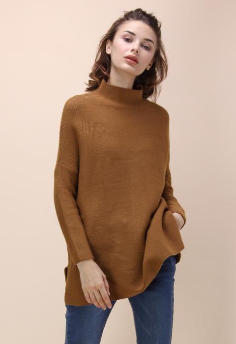 Chic Spirit Turtleneck Sweater In Tan