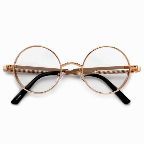 Steampunk Gothic Round Sidecup Full Metal Clear Eyewear