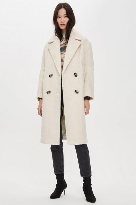 Womens Tall Boucle Coat - Cream, Cream