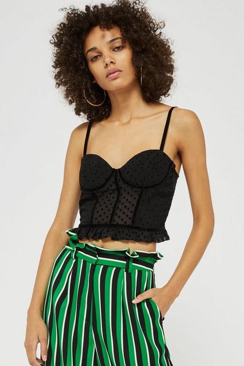 Womens Spotted Bralet - Black, Black