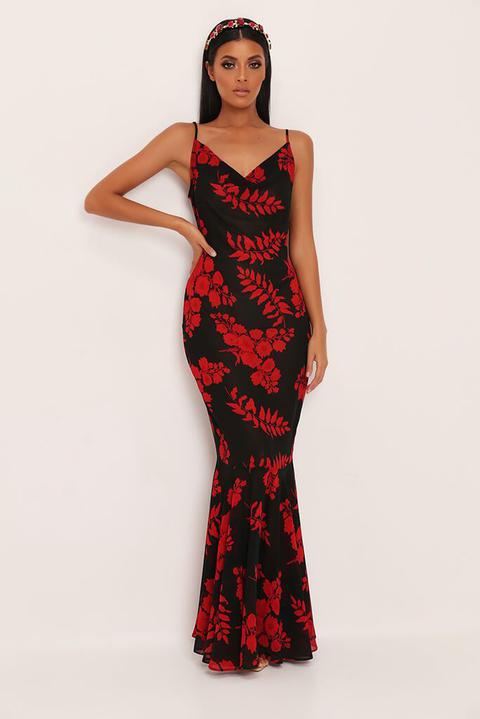 Black Floral Print Maxi Dress from I ...
