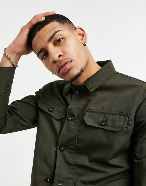 Brave Soul Shacket In Khaki-black