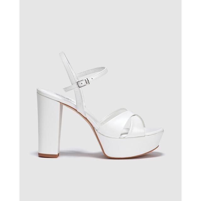 Gloria Ortiz - Sandalias De Tacón De Mujer De Piel Blanca Con Plataforma de Gloria  Ortiz y Elogy en 21 Buttons