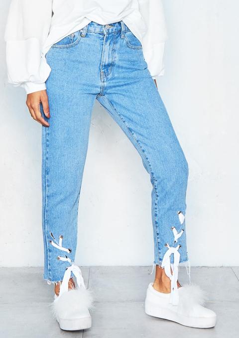 Felicity Denim Ribbon Frayed Hem Cropped Jeans