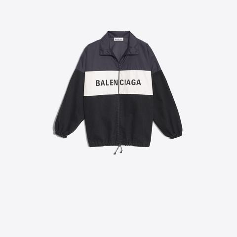 Chaqueta De Nailon Y Denim Con Logotipo "balenciaga"