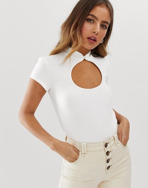Bershka - Haut À Découpe Style Années 90 - Blanc