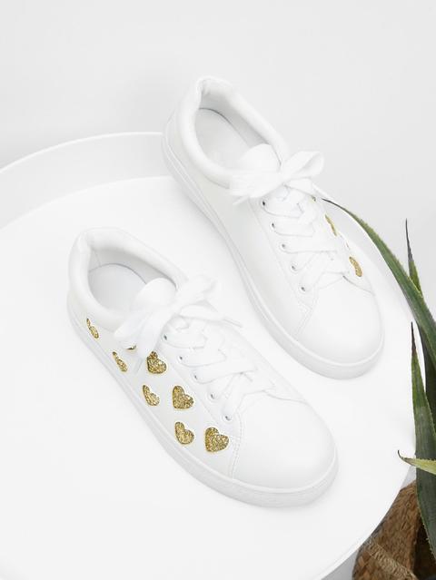 Sneakers Stringate Con Motivo Cuore