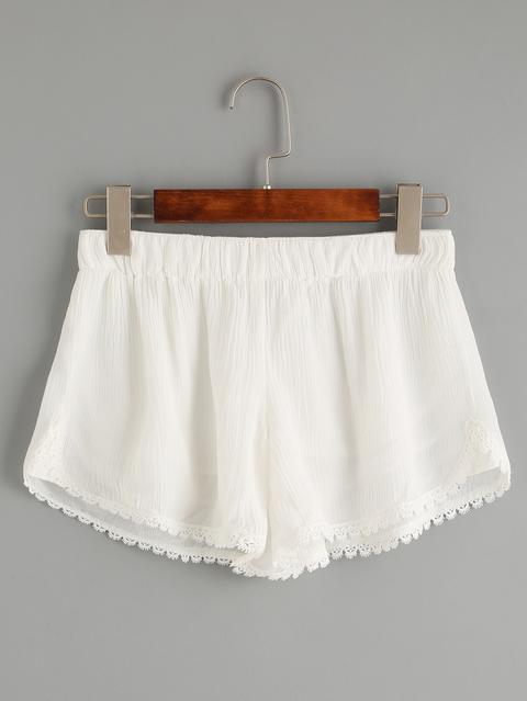 Shorts Crochet Cintura Elástica Blanco