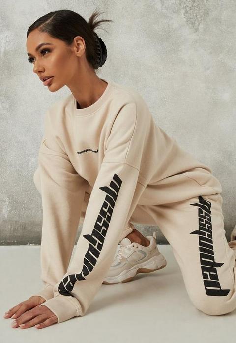 Stone Co Ord Missguided Graphic Sweatshirt, Stone