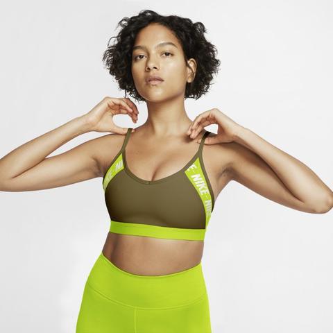 Nike Dri-fit Indy Sujetador Deportivo De Sujeción Ligera Con Acolchado Y Logotipo - Mujer - Verde