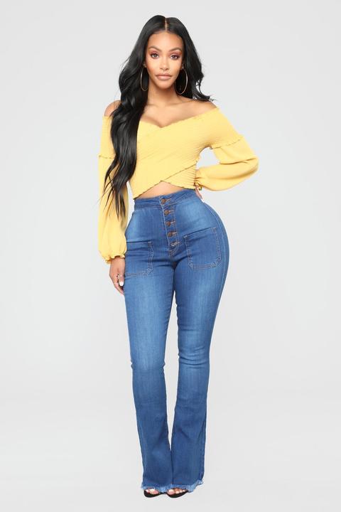 Get Your Groovy High Rise Jeans - Medium Blue Wash