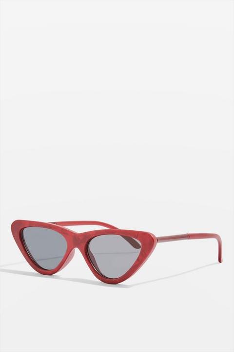 Womens Point Polly Cat Eye Sunglasses - Red, Red