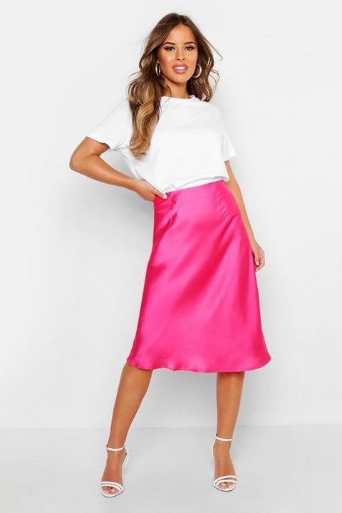 Pink satin hot sale slip skirt