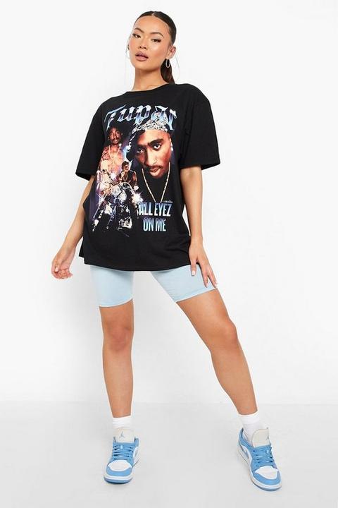 Womens Tupac License Print Oversized T-shirt - Black - S, Black