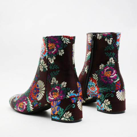 Hana Embroidered Ankle Boots In Multi Floral