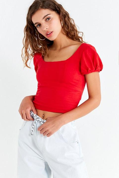 Uo Clover Cap Sleeve Cropped Top