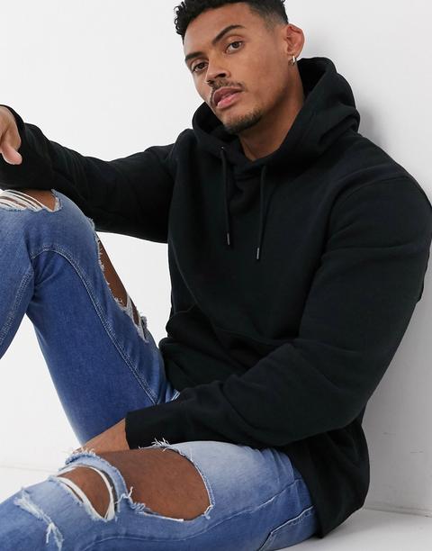 Sudadera Negra Con Capucha De Topman-negro