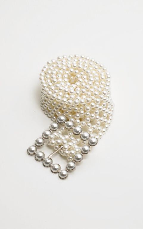 White Pearl Square Buckle Belt