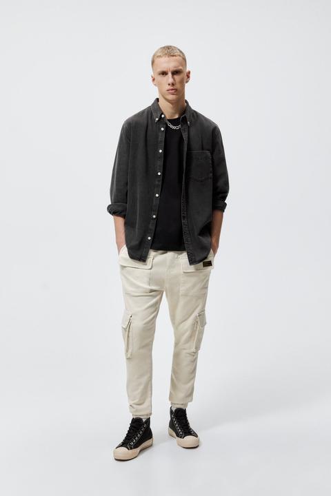 Soft Denim Cargo Trousers