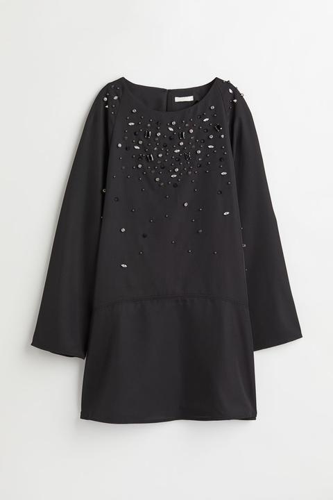Vestido Con Remaches - Negro