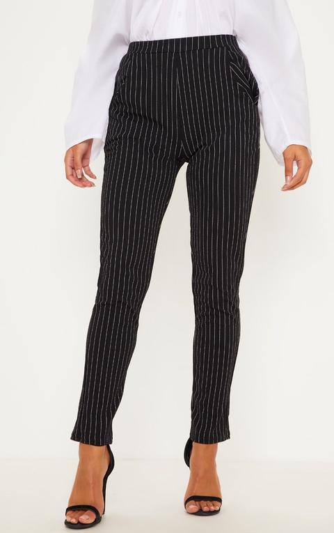 black pinstripe skinny trousers