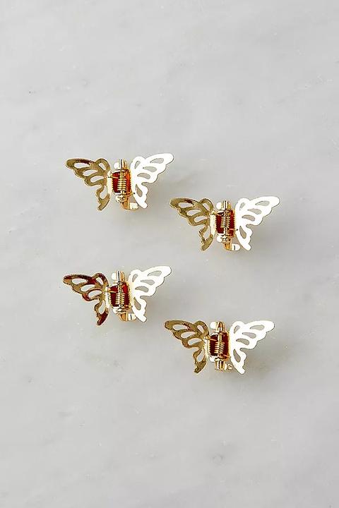 Gold-tone Butterfly Hair Clip Set - Gold All At Urban Outfitters