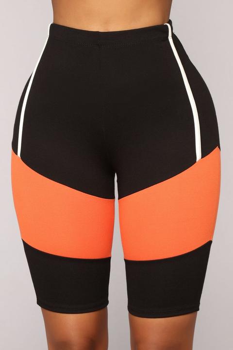 Ingrid Biker Shorts - Black/orange