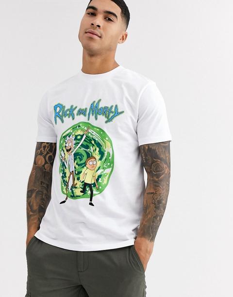 Camiseta Con Estampado En La Parte Delantera Rick And Morty De Asos Design-blanco