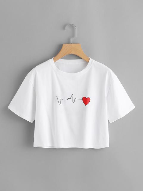 T-shirt Con Stampa A Cuore