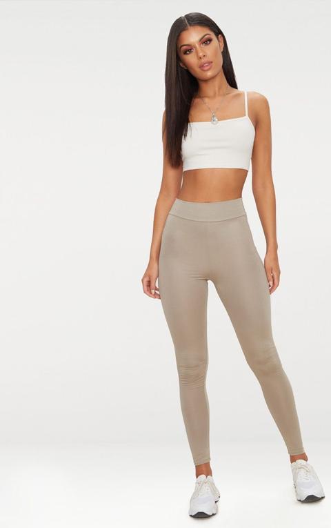 Basic Taupe High Waisted Jersey Leggings