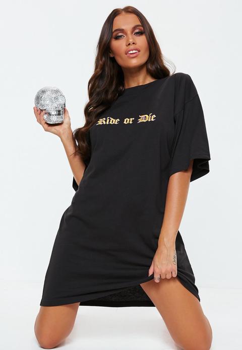 Black Oversized Ride Or Die T Shirt, Black