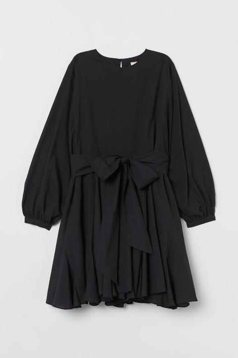 Voluminous Cotton Dress - Black