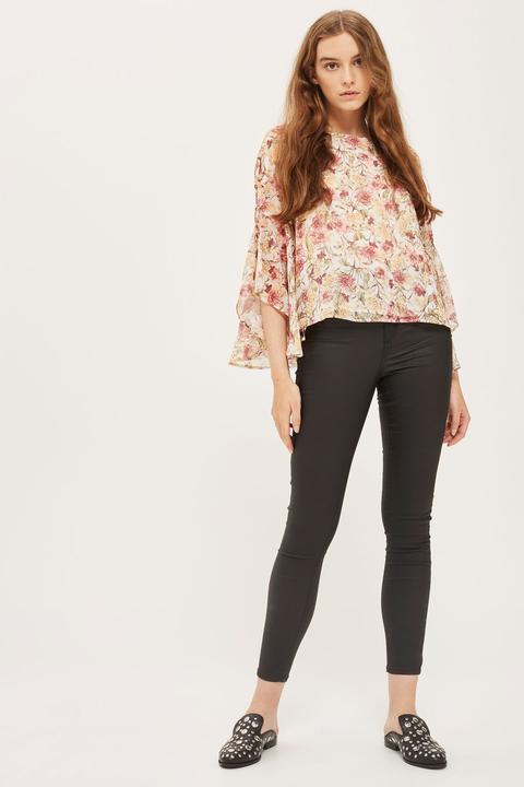 Womens Moto Black Coated Joni Jeans - Black, Black