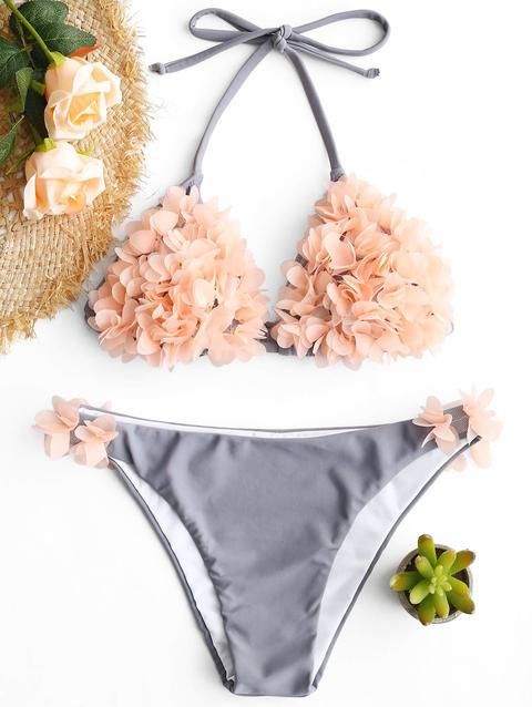 Bikini Con Petali Di Stoffa Stereo