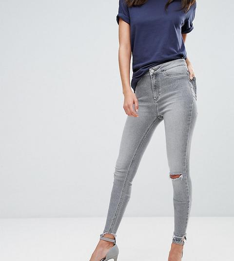 New Look Tall - Jeans Skinny Con Strappi Alle Ginocchia - Grigio