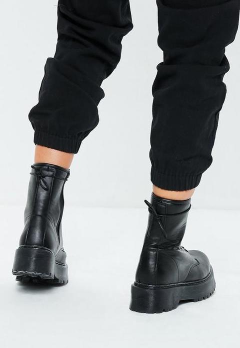 black platform sole boots