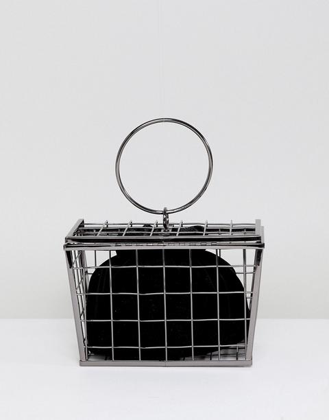 Asos Design Shopping Basket Cage Clutch Bag - Gunmetal