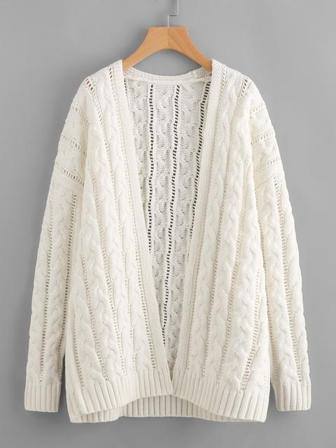 Cable Knit Hollow Out Cardigan