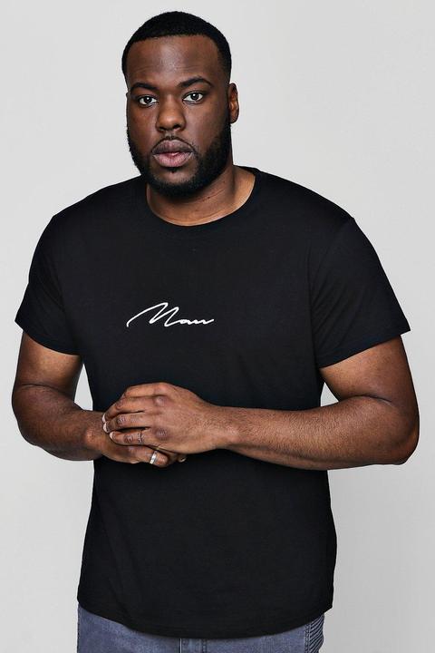 Mens Black Big And Tall Man Script T-shirt, Black