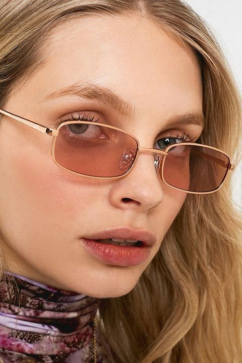 Ella Square Metal Sunglasses - Pink At Urban Outfitters