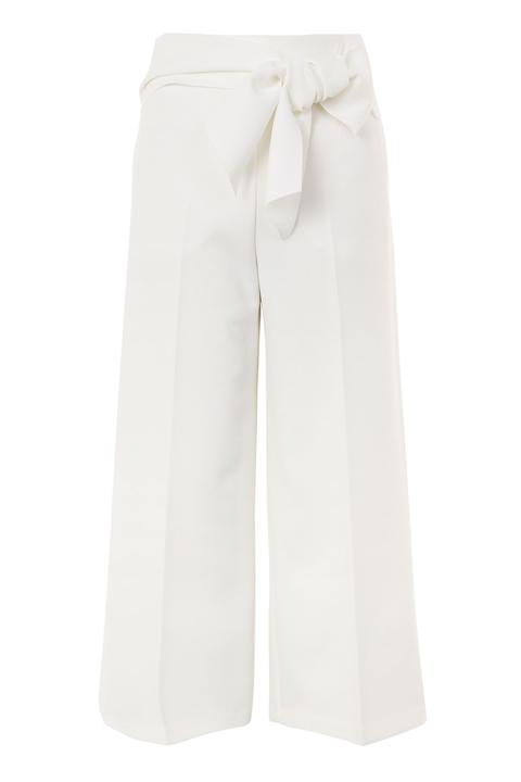 Womens Bond Tie Crop Wide Leg Trousers - Ivory, Ivory from Topshop on ...
