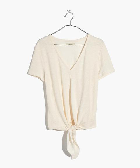 Texture & Thread V-neck Modern Tie-front Top