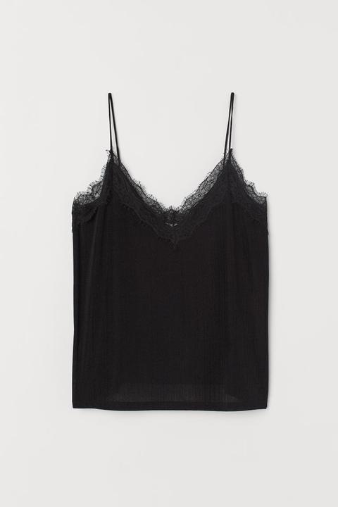 Top Mit Spitze - Schwarz - Damen