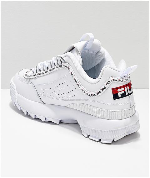 fila disruptor ii logo taping white shoes