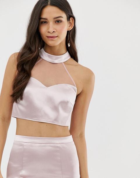 Dolly & Delicious - Top D'ensemble Dos Nu En Tulle Et Satin - Rose