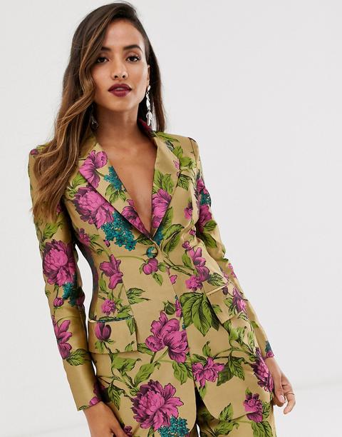 Asos Edition - Blazer À Fleurs En Jacquard