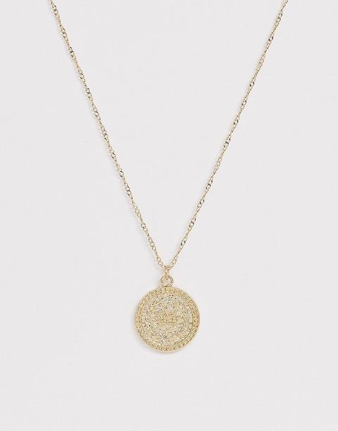 Collar Con Colgante Estilo Moneda En Dorado Brillante De Asos Design